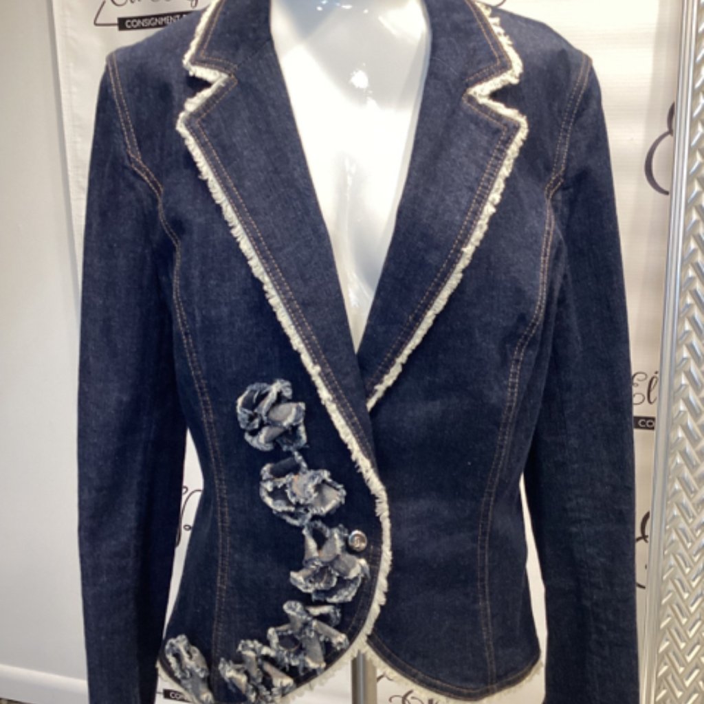 Escada Sz 40 Demin Flower Blazer